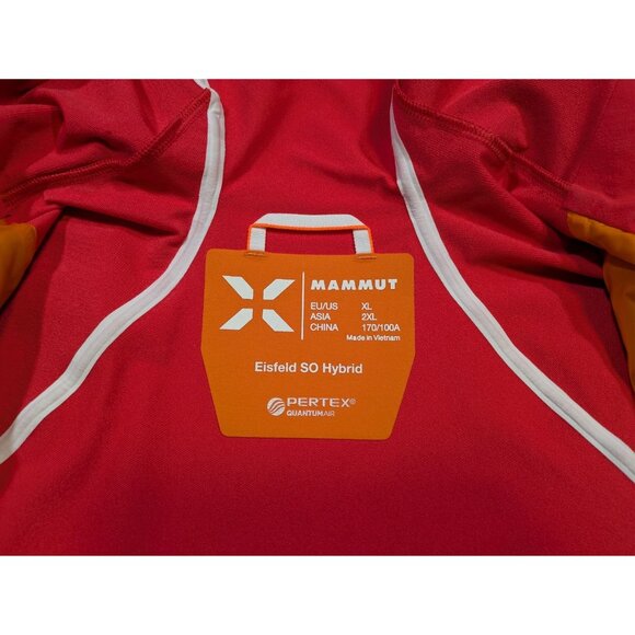 Mammut Eisfeld SO Hybrid Jacket Women's XL Full Zip Soft Shell Red Blue Hooded - Picture 2 of 13